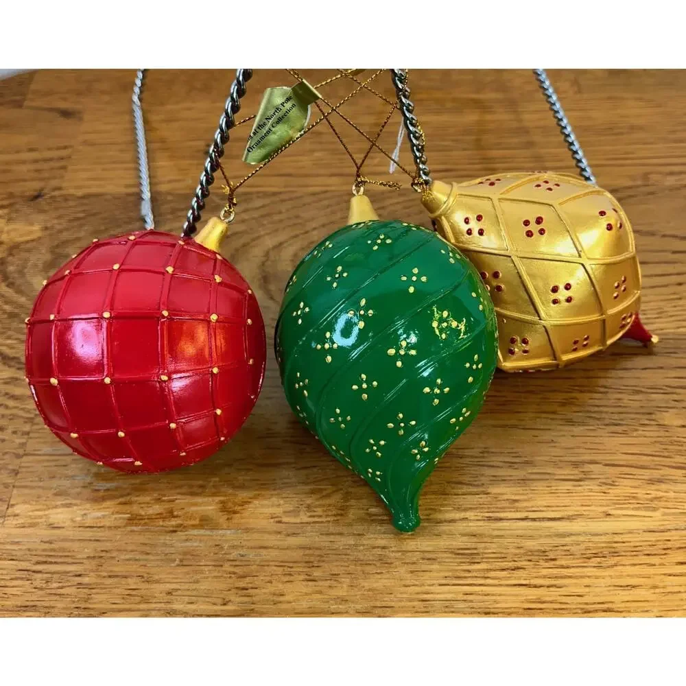 Danbury Mint Diorama Ornaments Santa at the North Pole 3D Collection Lot of 3